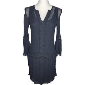 Kobi Halperin Paloma Pleated Drop Waist Dress Black Size XXS-See Measurements‎